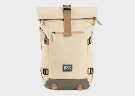 Nomad Hemp Rolltop Backpack in Beige and Green