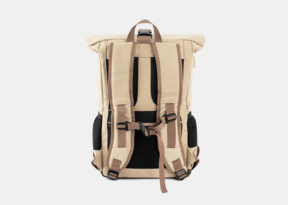 Extra large Hemp Rolltop Backpack in Beige and Green
