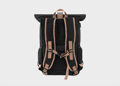 Extra Large Hemp Rolltop Backpack in Black