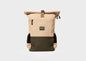 Extra large Hemp Rolltop Backpack in Beige and Green