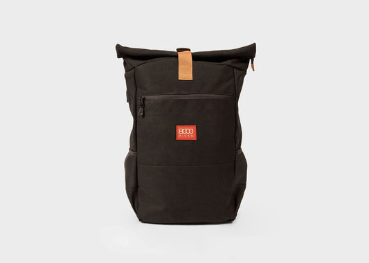 Extra Large Hemp Rolltop Backpack in Black