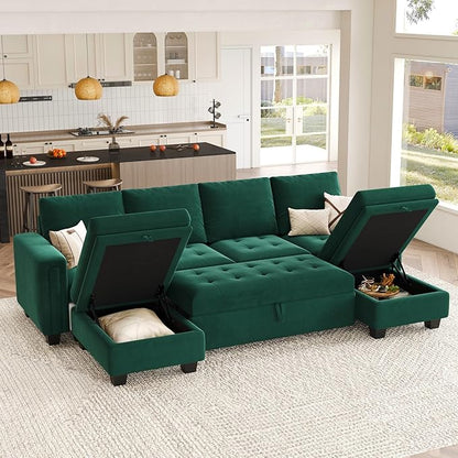 Belffin Modular Sectional Sleeper Sofa with Pull Out Bed Velvet Convertible