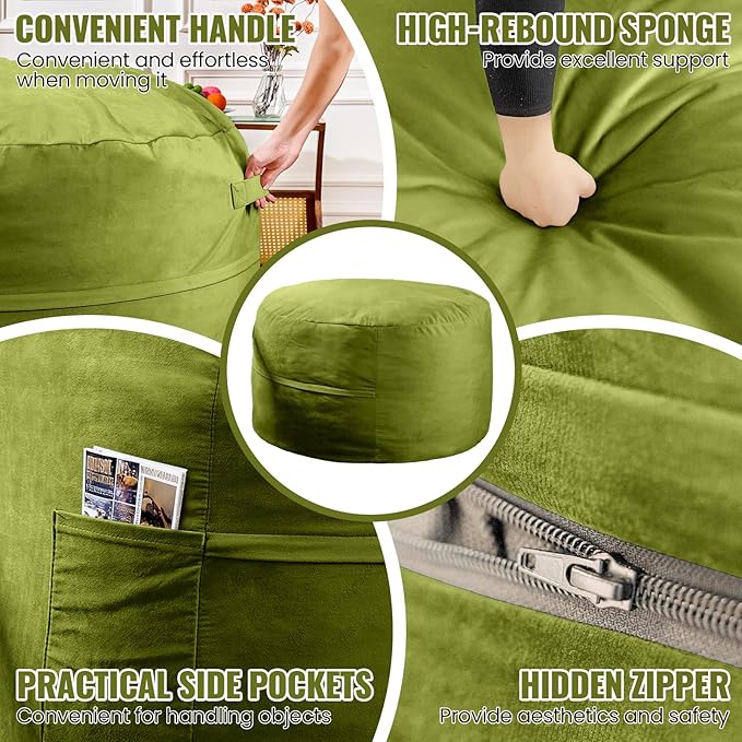 4FT Bean Bag Chair: Bean Bag with Velvet Cover