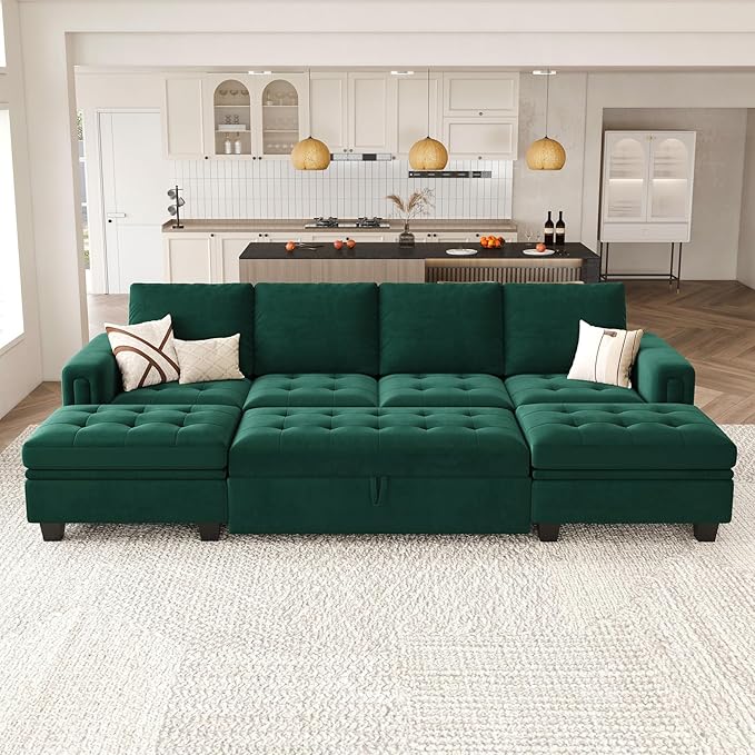 Belffin Modular Sectional Sleeper Sofa with Pull Out Bed Velvet Convertible