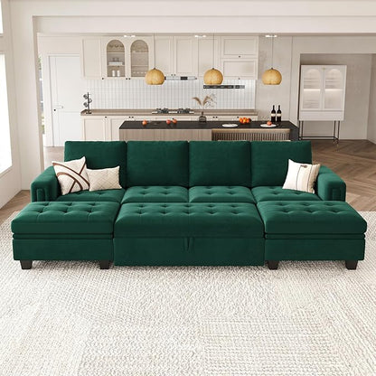 Belffin Modular Sectional Sleeper Sofa with Pull Out Bed Velvet Convertible