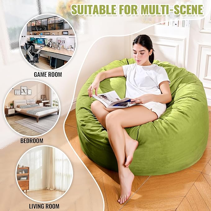 4FT Bean Bag Chair: Bean Bag with Velvet Cover