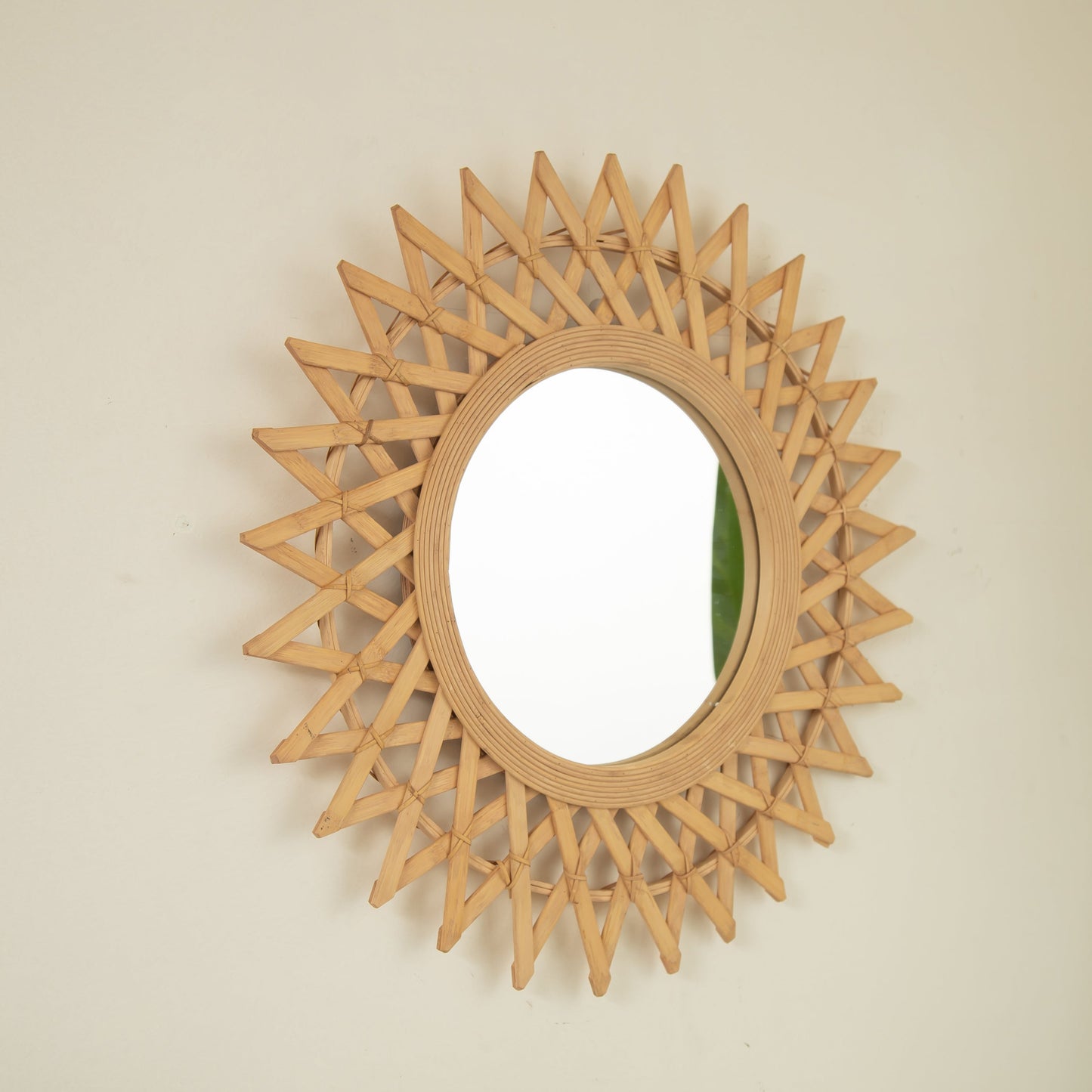 Round Hemp Rope Diamond Pattern Wall Mirror