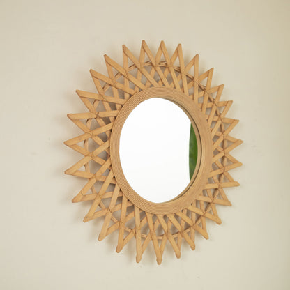 Round Hemp Rope Diamond Pattern Wall Mirror