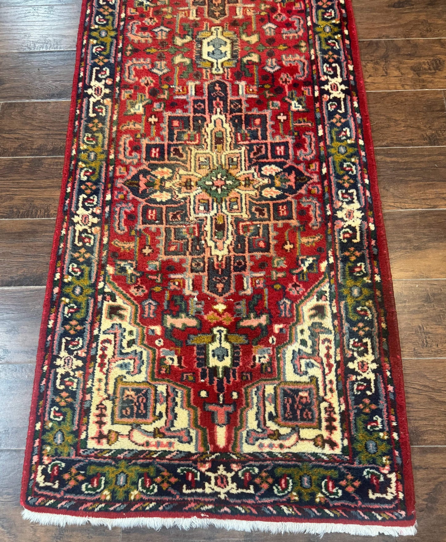 Vintage 1970s Indo Persian Heriz Runner Rug