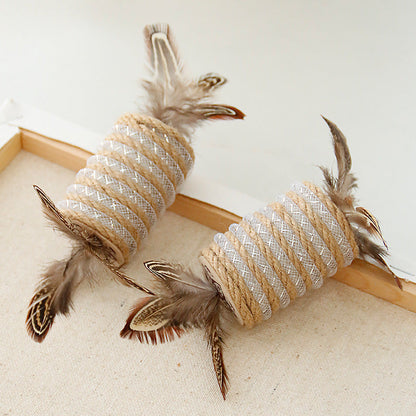 Toy With Cat Feathers Hemp Rope For Scratching