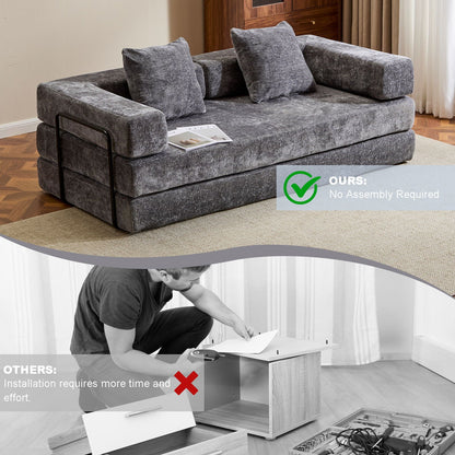 Convertible Floor Sofa Bed With Pillow Back Support Armrest - Marijuana Mama