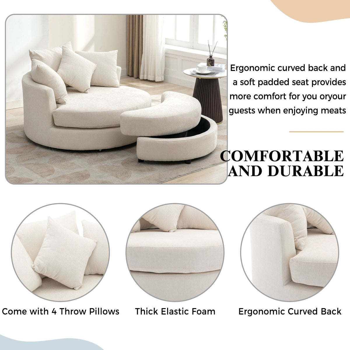 360° Swivel Accent Barrel Chair With Storage Ottoman & 4 Pillows - Marijuana Mama