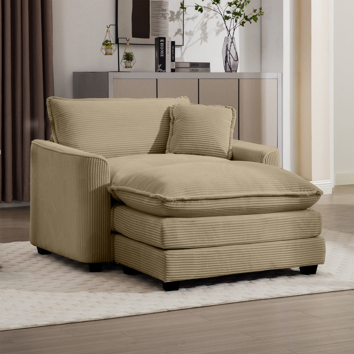 Classic Modern Comfortable Single Chair Deep Seat Sofa With Footstool - Marijuana Mama