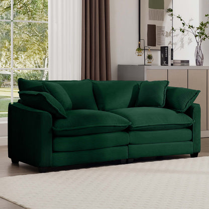 Modern 2 Seater With 4 Pillows, Upholstered Deep Seating Loveseat - Marijuana Mama