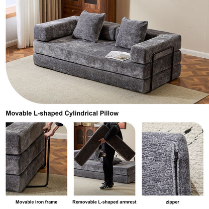 Convertible Floor Sofa Bed With Pillow Back Support Armrest - Marijuana Mama