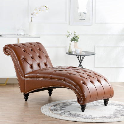 Brown Tufted Armless Chaise Lounge