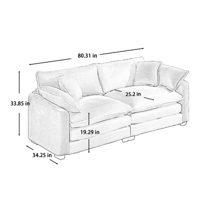 Modern 2 Seater With 4 Pillows, Upholstered Deep Seating Loveseat - Marijuana Mama