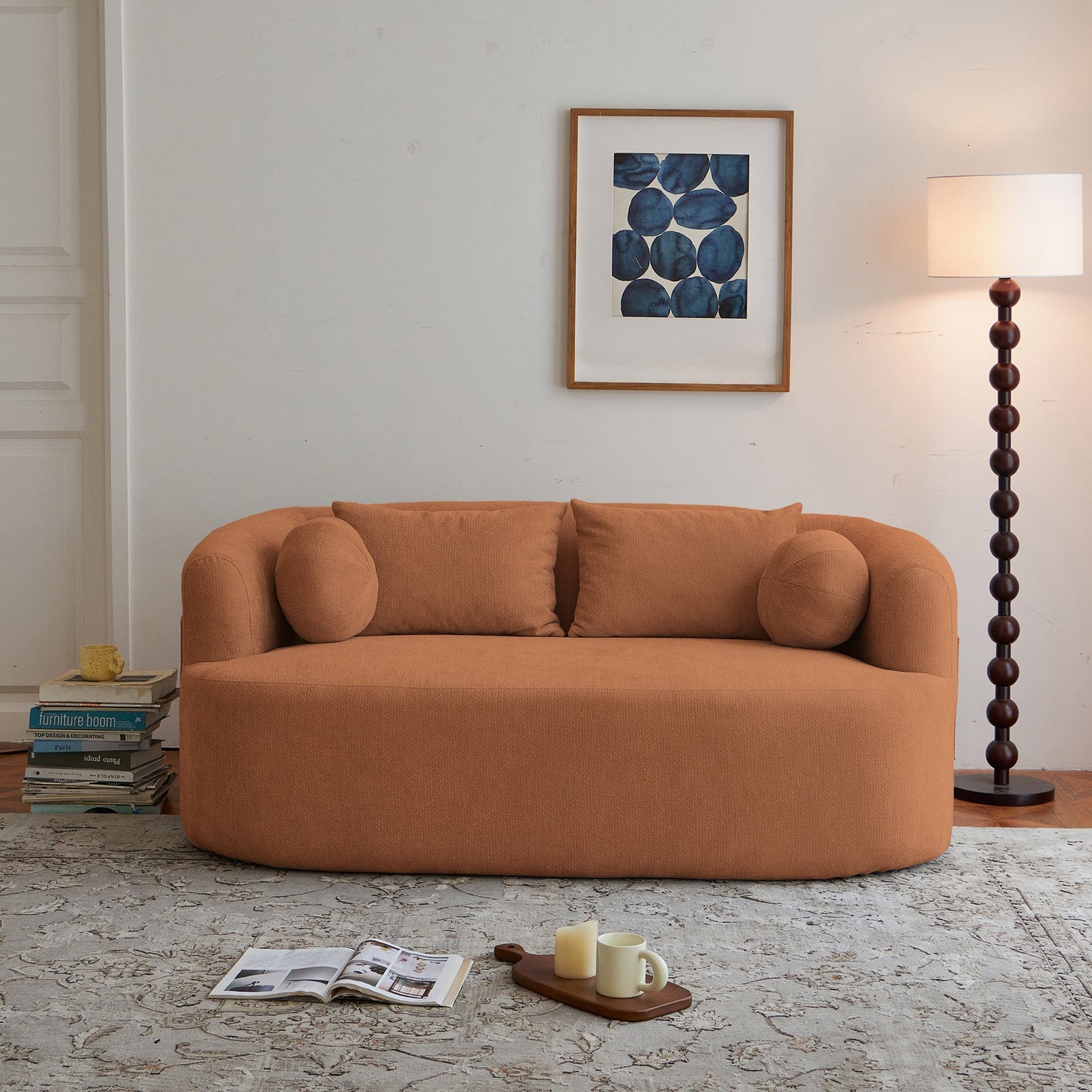 Chenille Memory Foam Loveseat- Orange