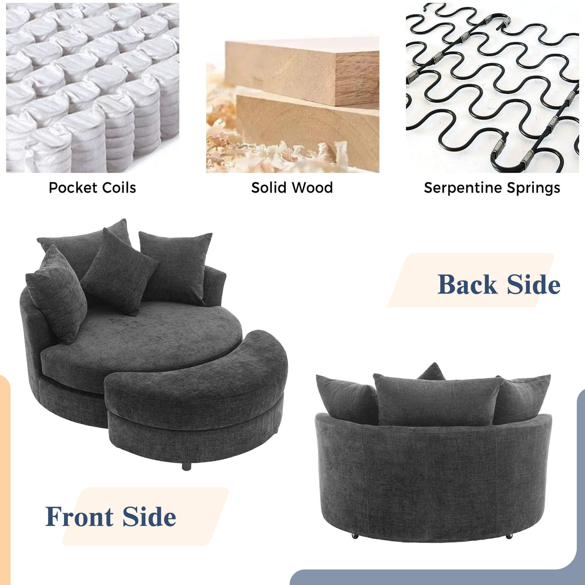 360° Swivel Accent Barrel Chair With Storage Ottoman & 4 Pillows - Marijuana Mama