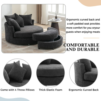 360° Swivel Accent Barrel Chair With Storage Ottoman & 4 Pillows - Marijuana Mama