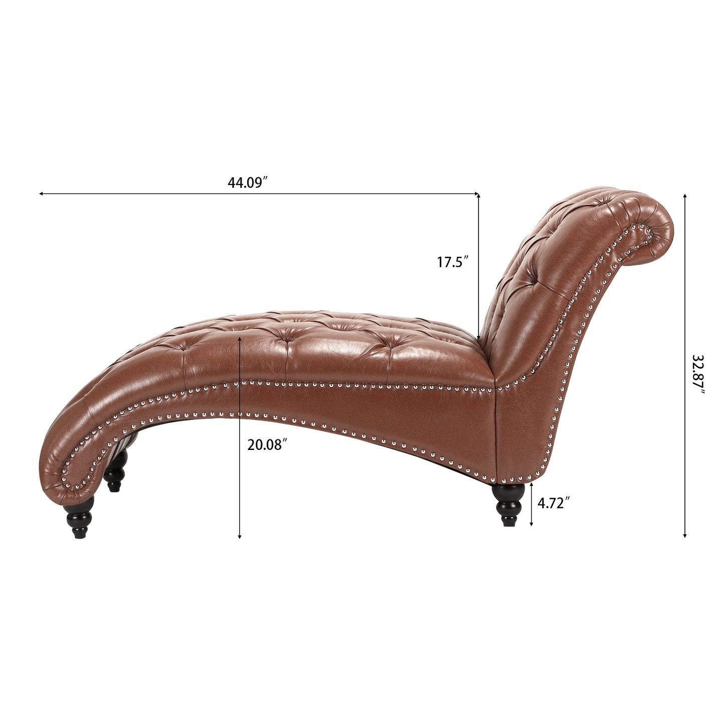 Brown Tufted Armless Chaise Lounge
