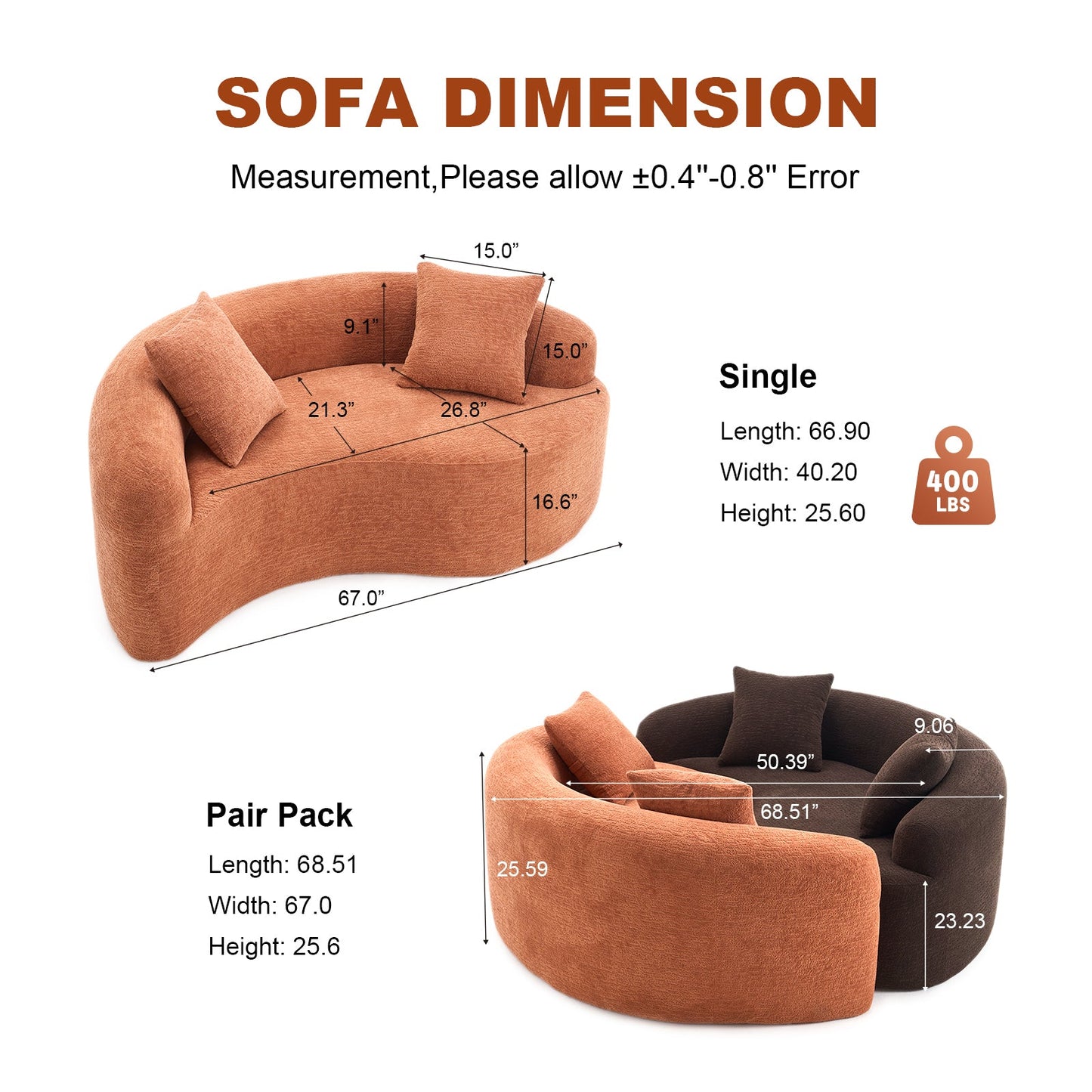 S-Curve Chenille Coral Loveseat