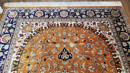 Stunning 1950s Persian Qum Silk Rug - 4.6 x 6.7