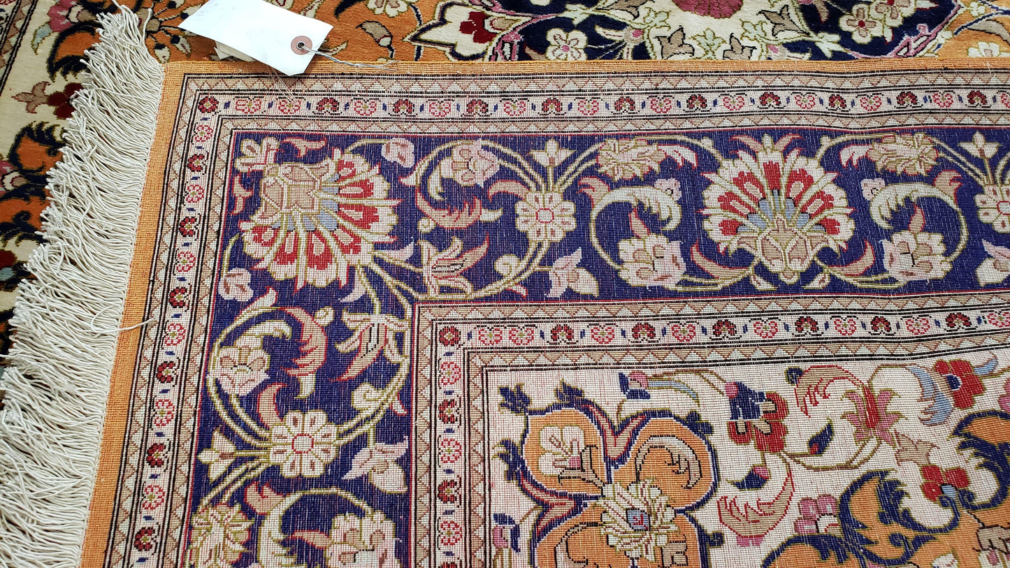 Stunning 1950s Persian Qum Silk Rug - 4.6 x 6.7