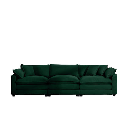 Mid-Century Modern 3 Seater Sectional Sofa With Arm And Throw Pillows - Marijuana Mama