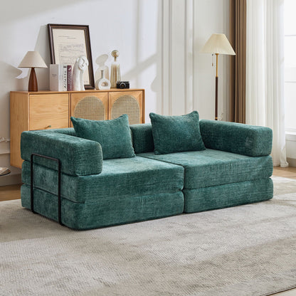 Convertible Floor Sofa Bed With Pillow Back Support Armrest - Marijuana Mama