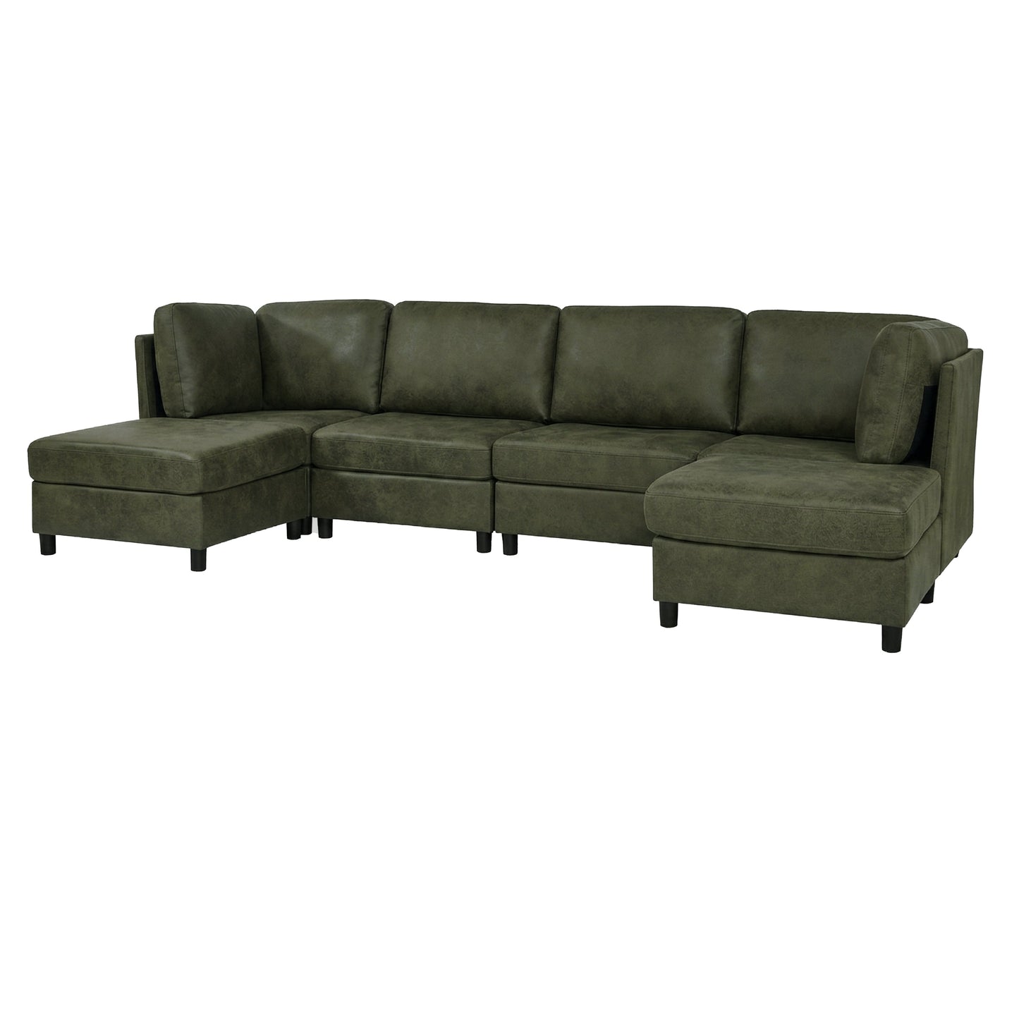 Olive Modular Faux Leather Sectional Sofa