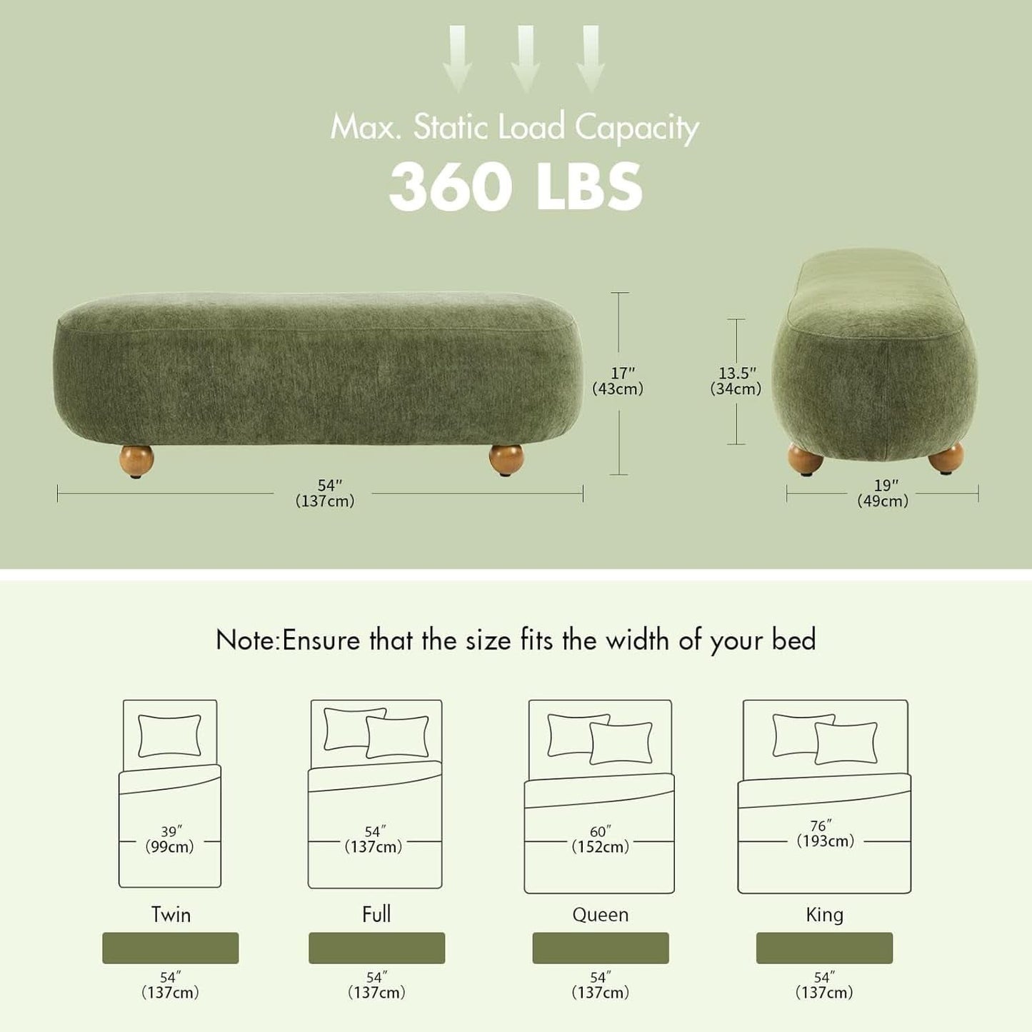 Green Velvet Bench Cushioned Seat