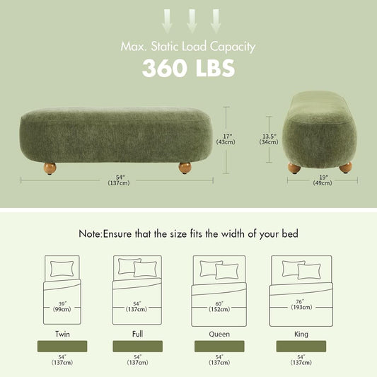 Green Velvet Bench Cushioned Seat
