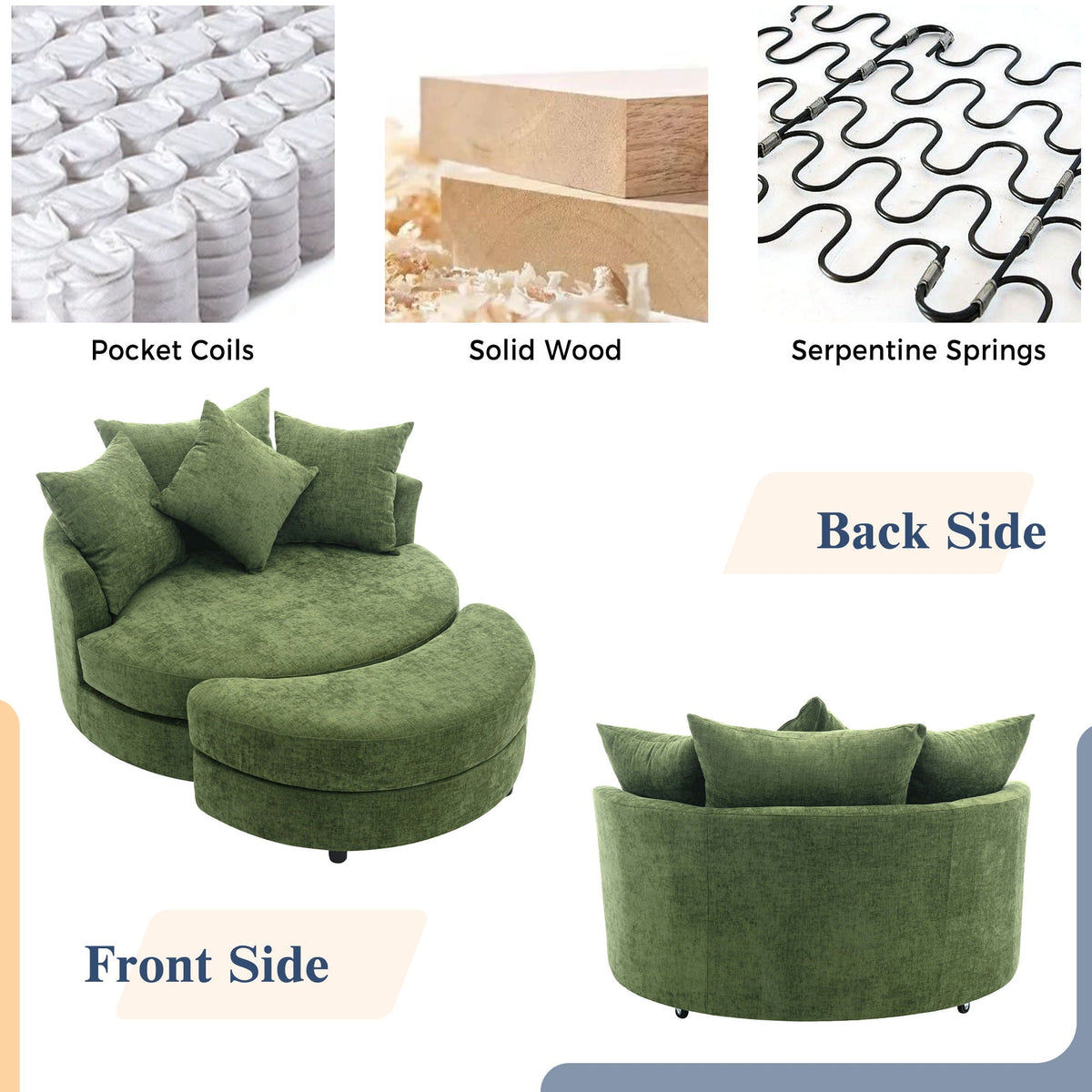 360° Swivel Accent Barrel Chair With Storage Ottoman & 4 Pillows - Marijuana Mama