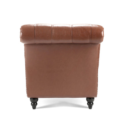 Brown Tufted Armless Chaise Lounge