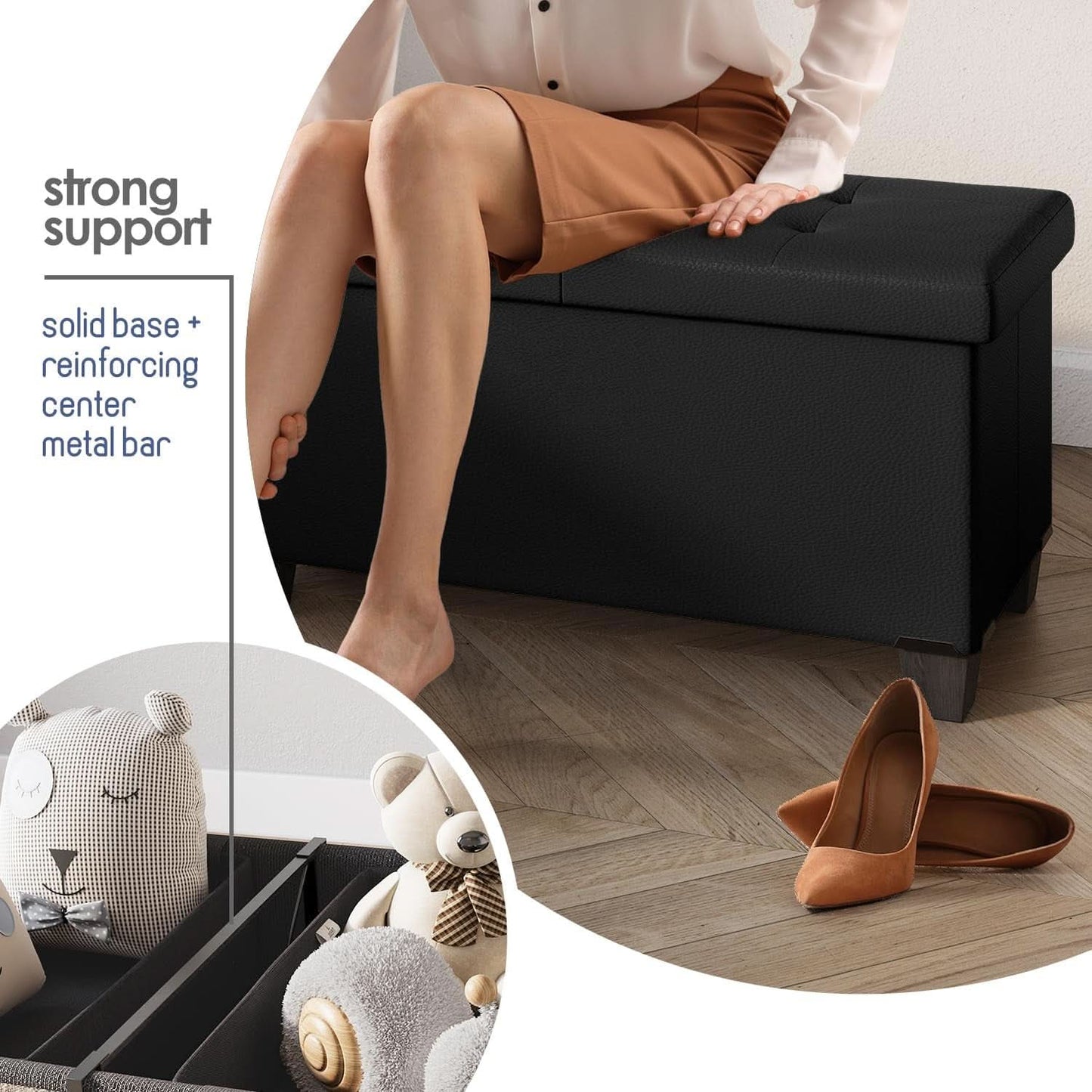 Black Forty Multifunctional Storage Bench