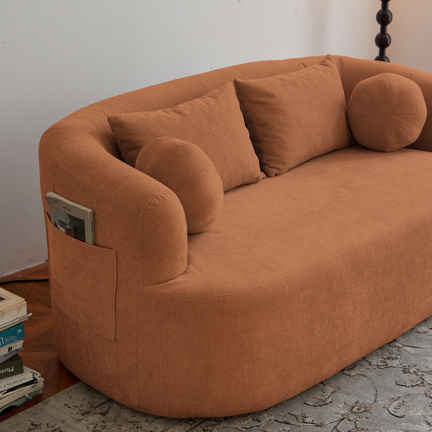 Chenille Memory Foam Loveseat- Orange