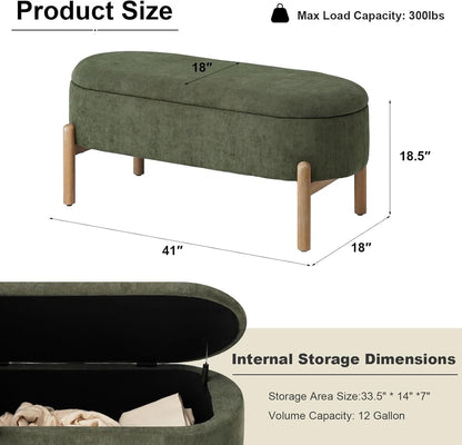 Green Oversized Storage Solution Bench Ottoman
