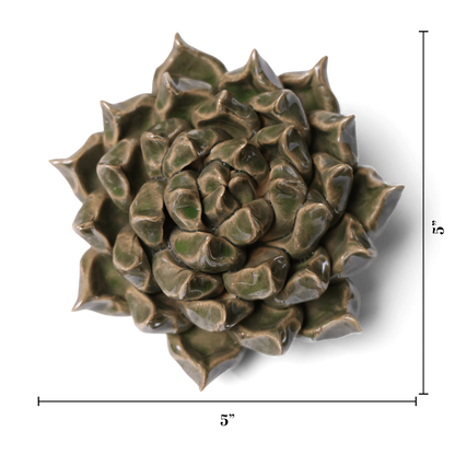 Ceramic Flower Wall Art Succulent Green