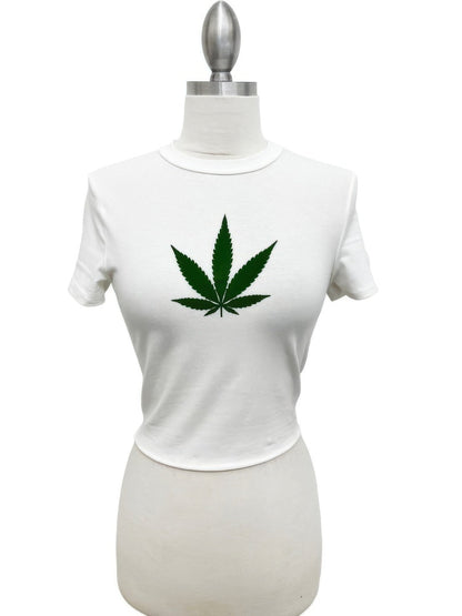 Cannabis Leaf Graphic Crop Tee