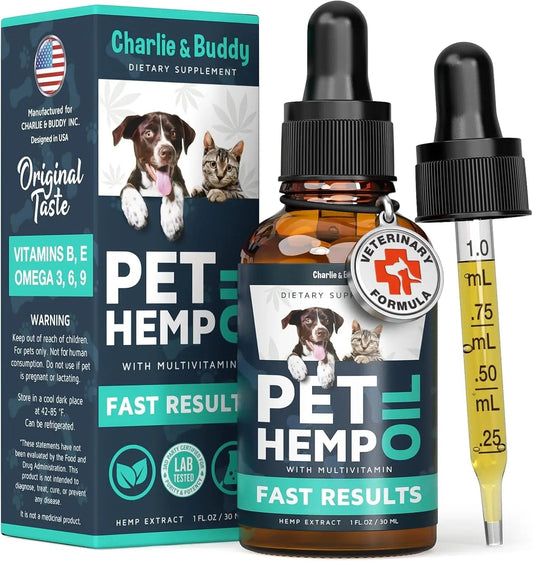Charlie & Buddy Hemp Oil for Dogs & Cats- Calming & Joint Support