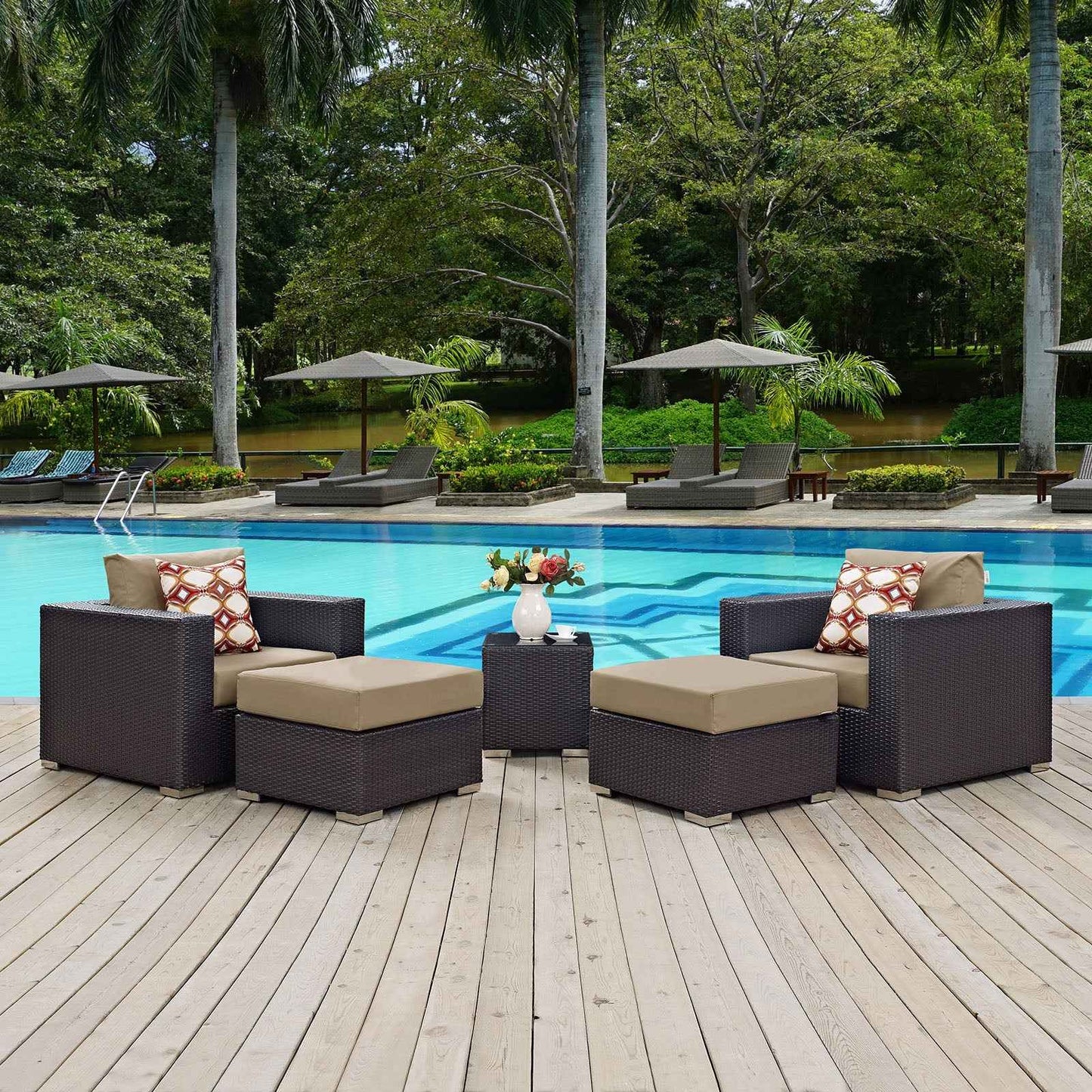 Modway Convene Outdoor 5-Piece Patio Set