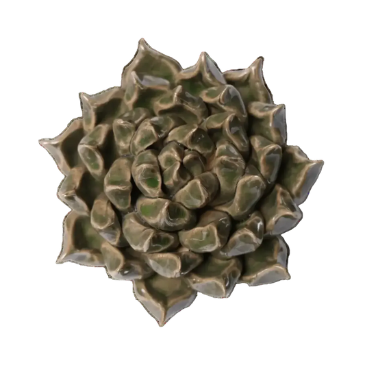 Ceramic Flower Wall Art Succulent Green