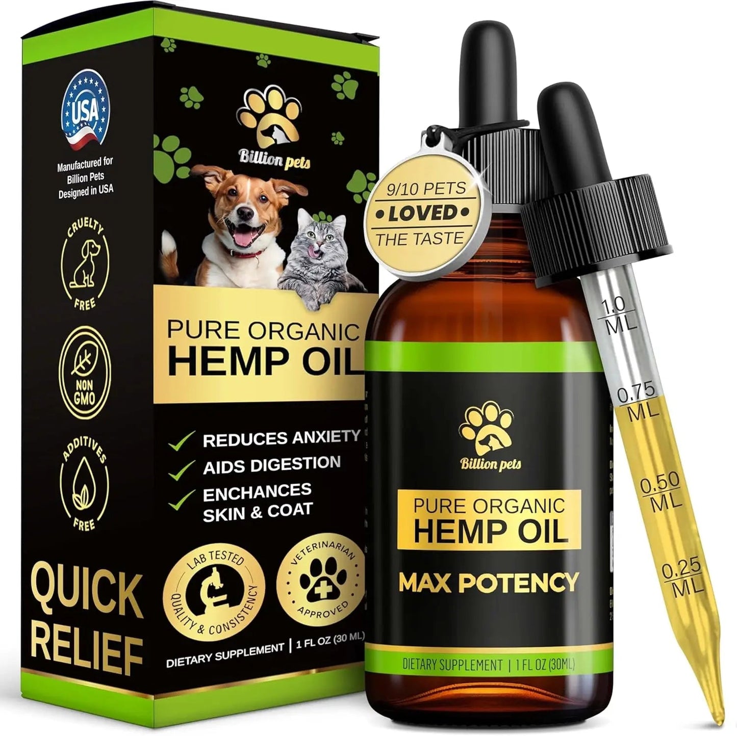 Hemp Oil Calming Drops for Dogs & Cats – Anxiety, Pain & Joint Support