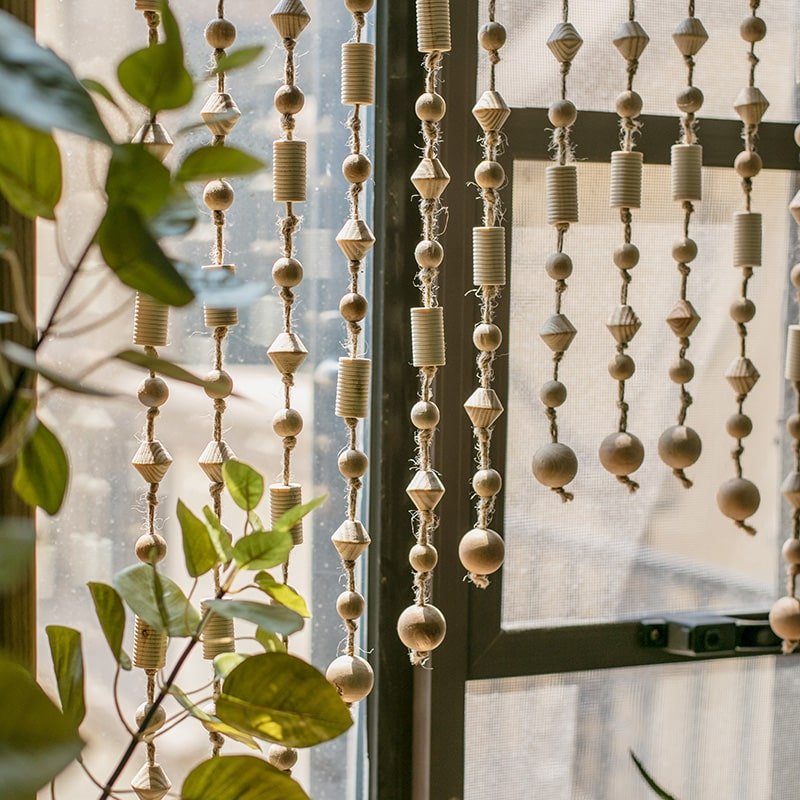 Wood & Hemp Beaded Door Curtain