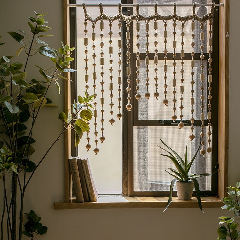 Wood & Hemp Beaded Door Curtain