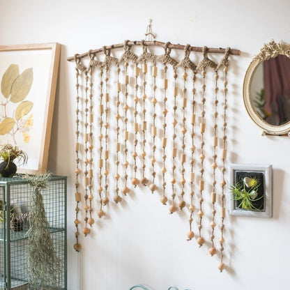 Wood & Hemp Beaded Door Curtain