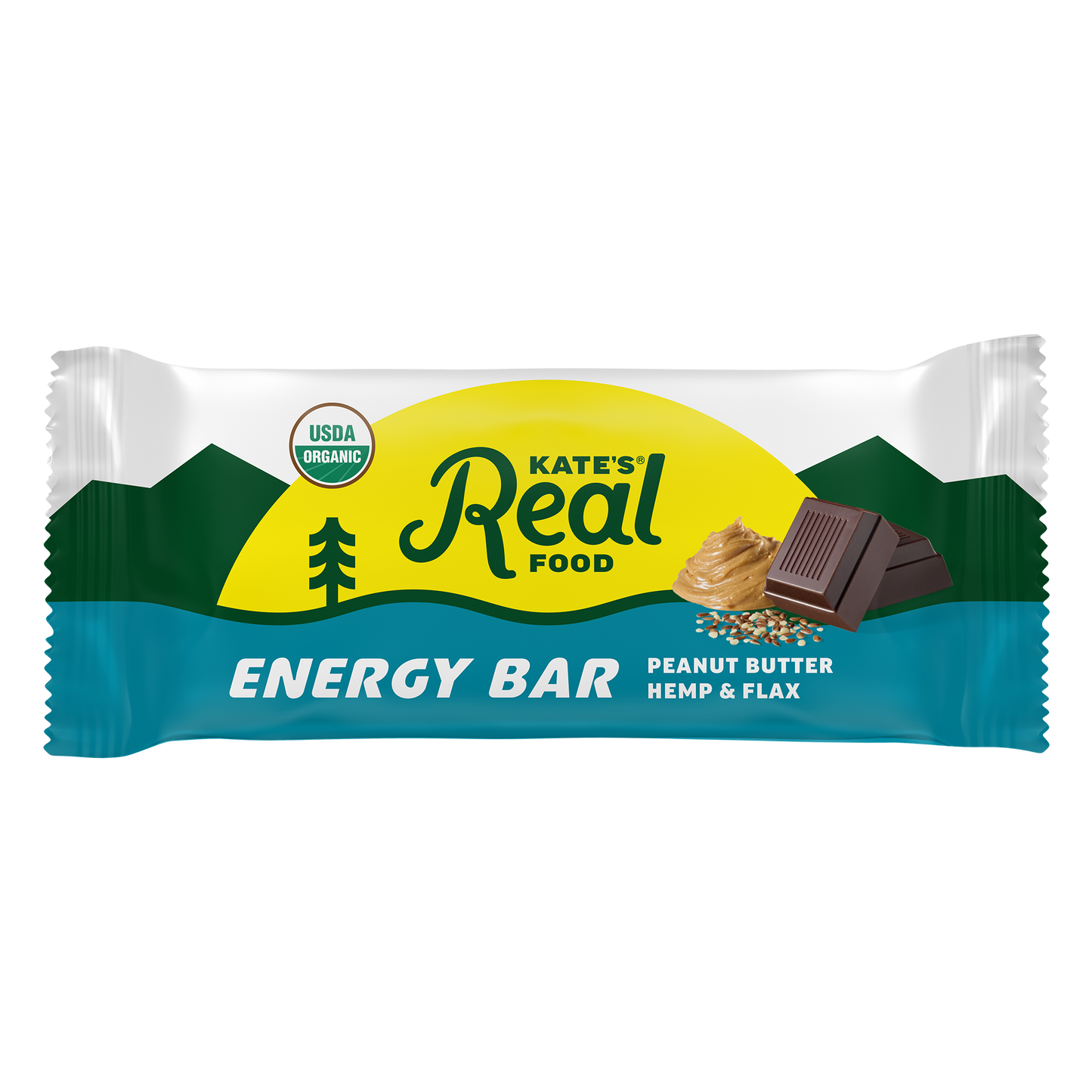 Kate's Real Food - Peanut Butter Hemp and Flax Energy Bar - Case of 12 - 2.2 OZ