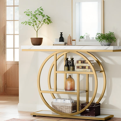 Luxury Gold Console Table with Marble Top
