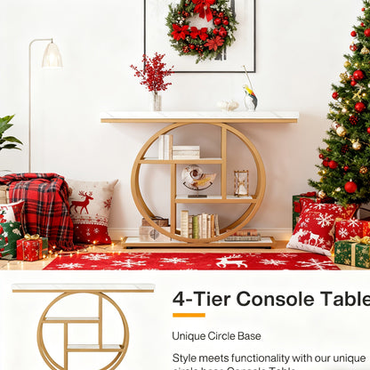 Luxury Gold Console Table with Marble Top